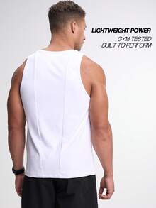 Camiseta de tirantes casual de unicolor para hombres, versátil para el verano - Blanco - Ver 2