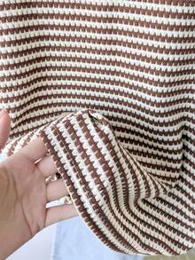 SHEIN Teen Girls Striped Round Neck Short Sleeve Casual T-Shirt, Minimalist Leisure Wear Striped Summer Tops Ribbed Tops Summer Tops For Teen Girls Teen Girl Summer Clothes Short Sleeve Tops