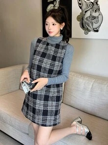 Livesso Women's Casual Plaid Print Sleeveless Dress - Multicolor - View 6