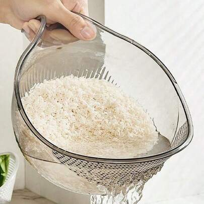 SHEIN 1/4pcs Multifunctional Rice Washing Basket With Handle, Vegetable Washing Basin, Fruit Plate, Kitchen Drain Basket, Kitchen Supplies Rice Washing Strainer, Household Kitchen Drain Basket