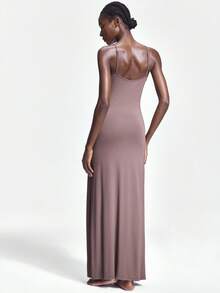 SHAPORA Casual Slim Fit Soft & Comfortable Women Nightgown - Coffee Brown - View 2