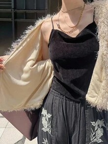 FRIFUL Áo khoác nữ dáng rộng, mềm mại, có viền ren ở cổ tay, áo cardigan ren mùa thu/đông, áo cardigan lông xù, áo cardigan bông xù, áo khoác lông thú cho nữ. - Màu be - Xem 6