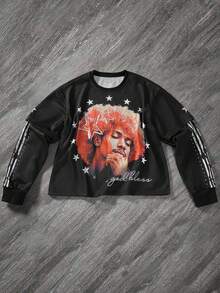 Manfinity EMRG Men's Street Style Pullover Crew Neck Sweatshirt, Fall - Black - View 4