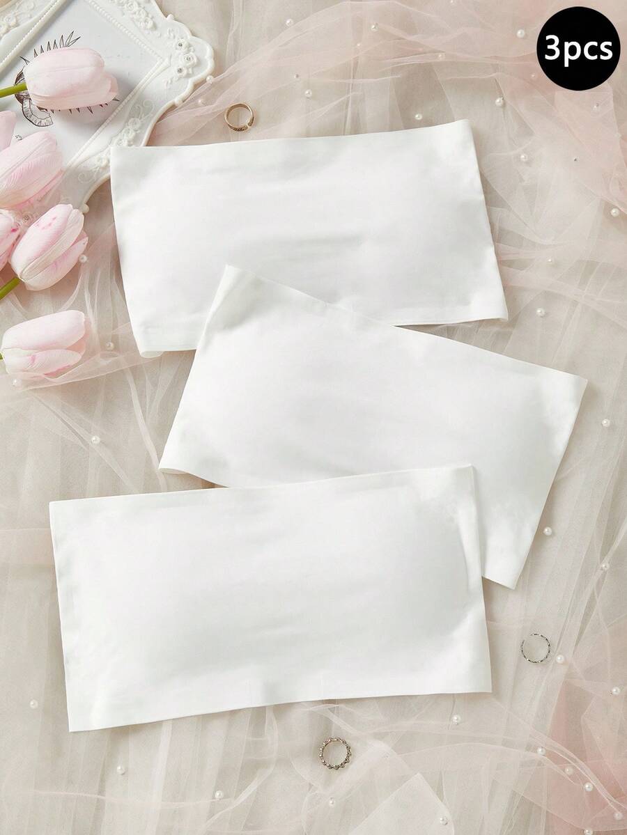 Seamless Ice Silk Backless Bandeau Bra For Girls, Strapless Padded Bralette With Back Clasp, Teens Underwear Fall Winter - Multicolor - View 1