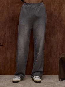 Musero Quần jogger dáng rộng, chất liệu cao cấp, chất liệu đã qua xử lý giặt, có đường may xếp ly, chỉ bao gồm phần thân dưới, thích hợp cho mùa Thu/Xuân/Hè. - màu đen - Xem 2