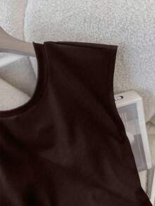 Women's Sexy Solid Color Backless Camisole, Summer - Brown - View 4