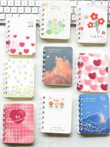 SHEIN Set de 4 cuadernos espirales con adornos florales, mini diarios de bolsillo tamaño A7, portátiles para la oficina - Multicolor - Ver 13