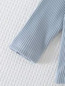 两件套幼儿男童休闲卡通鱼印花针织圆领开衫睡衣套装 - 彩色 - 查看 3