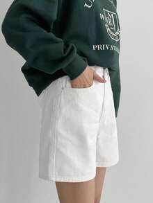 DAZY 高腰斜口袋牛仔短褲