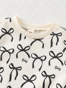 Cozy Pixies 2 Stücke Baby Mädchen Schmetterling Dekor Set mit Rundhals Langarm Sweatshirt und Hose mit elastischem Bund, bequem, vielseitig, stylisch, Lässig, niedliches Muster, minimalistisch, basic, geeignet für Innen, Outdoor Skifahren, Alltag, Sport, Spiel, Party, Fotografie, Weihnachten, Sportbekleidung Herbst Outfit Winterkleidung