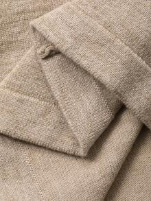 DAZY Women's Casual Solid Color Mandarin Collar Lantern Sleeve Sweater & Pants 2 Pieces Set, Autumn - Khaki - View 7