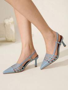 CUCCOO CHICEST Giày cao gót mũi nhọn quai mảnh cho nữ, thời trang thanh lịch, quyến rũ, lãng mạn, gợi cảm, màu vàng, thích hợp cho các buổi hẹn hò, tiệc tùng, dịp trang trọng, kỳ nghỉ, cocktail, hộp đêm - Màu xanh nhạt - Xem 6