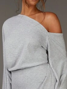 Athîral Robes d'automne pour femmes, robe chic et de sortie, épaules dénudées, robe grise - Multicolore - Voir 5