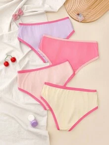 Tween Girl Comfortable Cute Soft Unicorn Print Trim Panties - Multicolor - View 2