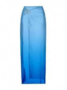 Swim Oasis 加大码连体泳衣，渐变蓝至海军蓝海星金属装饰，简约优雅的女士海滩装，夏季 - 彩色 - 查看 7