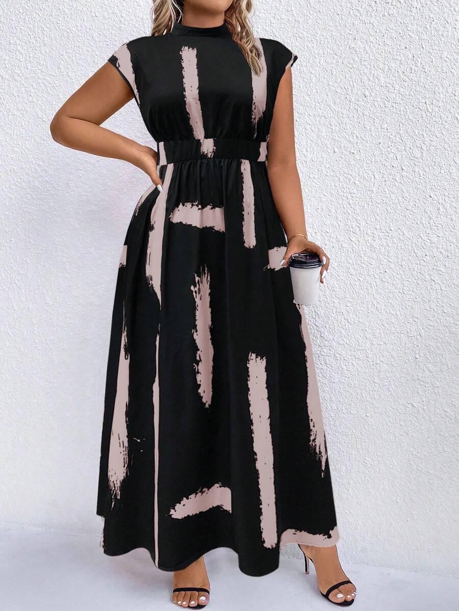 EMERY ROSE 加大圆点印花立领长裙女装 - 彩色 - 查看 1