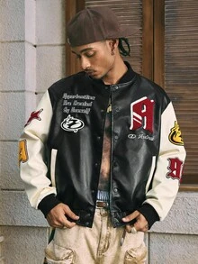 AXEPEAK Men's Woven Casual Loose Fit Long Sleeve Jacket, Fashionable Daily Wear, For Fall Winter - Multicolor - View 4