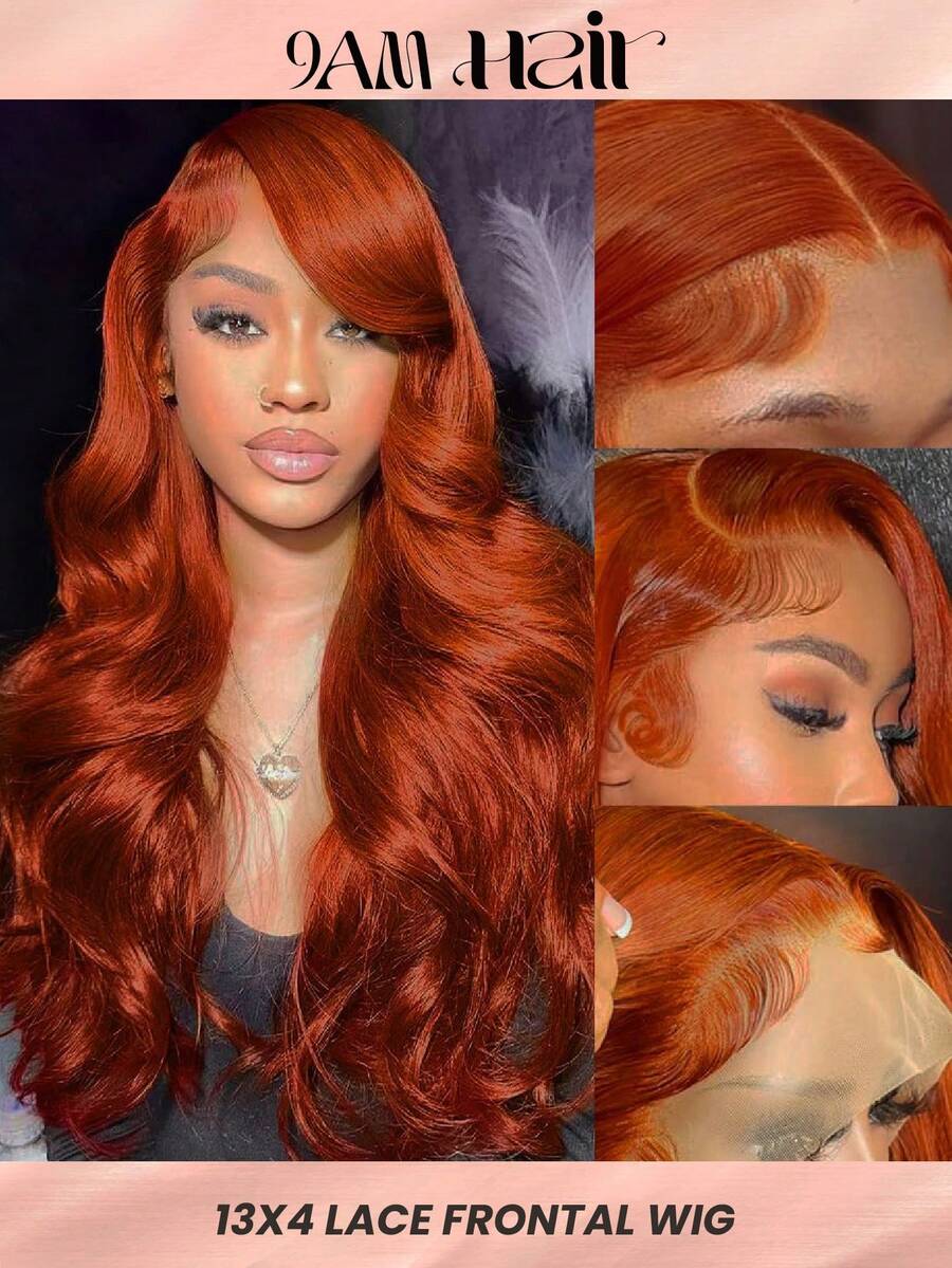 Ginger Orange Lace Front Wigs Human Hair Body Wave Wavy 13x4 Lace Front Ginger Wig Human Hair Transparent Lace Frontal Human Hair Wigs Pre Plucked With Baby Hair