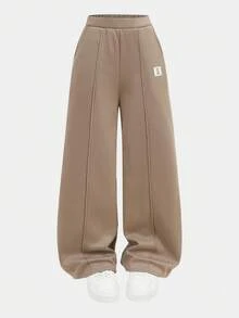 SHEIN Girlism 2 Stücke/Set Teenager Mädchen Solide Braun Locker Lässig Vintage Amerikanischer Stil Englisch Text Grafik Kapuzenpullover Sweatshirt und Jogginghose Trainingsanzug, geeignet für Herbst/Winter, Schulanfang Saison, thermisch gefüttert Teenager Mädchen Braun Set Mädchen Kleidung Set Braun Outfit Set