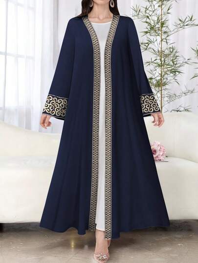 SHEIN Najma 女式花卉印花长袖休闲阿拉伯长袍，春秋装