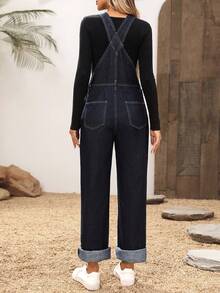 EMERY ROSE Bộ đồ liền thân denim không tay nhiều màu sắc đơn giản có túi dành cho nữ - Rửa tối - Xem 2
