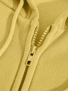 SHEIN 女士宽松休闲开襟卫衣 - 黃色 - 查看 3