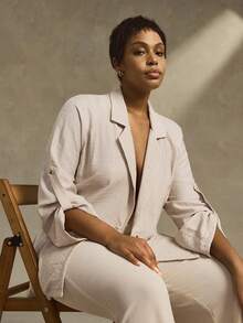 Linhara Women's Casual Minimalist Button Tie Blazer Winter Fall Autumn