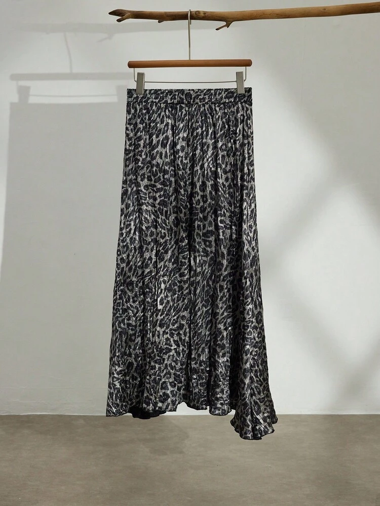 SHEIN Maija Women's Casual Leopard Print Flowy Skirt, Autumn Modern Urban Casual Fashion Business Casual Women's Office Wear Low-Key Old Money Style Effortless Temperament High-End Urban Commuting High-Quality Airport Women's Wear High-End Material Modern Vacation Nomadic Casual Fashion All-Match Women's Country Concert Clothing Western Style Women's Clothing Nomadic Style Bohemian High-End Elegance All-Match Country Concert Clothing Modern Vacation Nomadic Casual Fashion All-Match Women's Country Concert