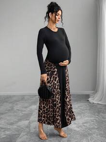 Momance Abito plissettato con stampa leopardata e patchwork, sexy e alla moda - Multicolore - Visualizzare 5