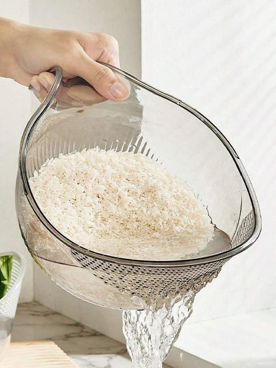 SHEIN 1/4pcs Multifunctional Rice Washing Basket With Handle, Vegetable Washing Basin, Fruit Plate, Kitchen Drain Basket, Kitchen Supplies Rice Washing Strainer, Household Kitchen Drain Basket - Multicolor - View 1