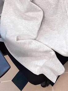 Resyla 女士宽松休闲开襟卫衣，白色印花图案，圣诞节 - 灰色 - 查看 5