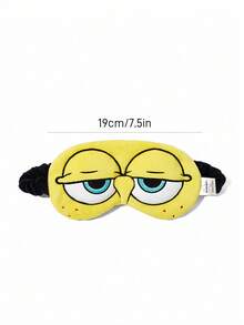SpongeBob SquarePants | SHEIN 1pc Cartoon Embroidered Eye Mask, Cute Raised Design, Soft Plush Material, Strong Blackout, Suitable For Travel, Office Nap