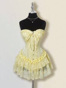 SHEIN ICON 女士万圣节服装，适合万圣节派对，浅黄色，秋冬 - 淡黃色 - 查看 8