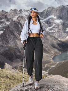 女式牛仔裤户外徒步裤防晒轻便速干女式徒步服装女式徒步裤女式户外裤露营服装女式轻便裤女式徒步裤 - 深灰色 - 查看 4