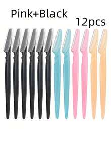 SHEIN 1/3/6/1224pcs Precision Eyebrow & Face Razors For Men & Women - Stainless Steel Hair Trimmers With Covers, Ergonomic Design, Ideal For Eyebrows, Ear & Nose Hair Removal, Fragrance-Free, Facial Hair Grooming|Modern Grooming Tools|Durable Razors, Eyebrow Trimmer