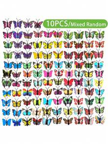 SHEIN Set de 10/20/30 piezas de chinchetas con mariposas de simulación de colores aleatorios, adecuadas para decorar tableros de fotos o tableros de anuncios - Multicolor - Ver 10