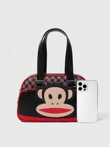 Paul Frank X ROMWE 女士卡通猴子3D图案时尚黑色手提包 - 黑色 - 查看 4