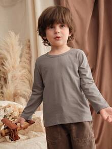 Loomiva 3件套男童休闲舒适纽扣polo衫，圆领短袖T恤套装，长袖衬衫，条纹长袖衬衫，儿童长袖衬衫，男童休闲长袖衬衫，男童经典印花休闲舒适短袖T恤，适合秋冬季节，室内外皆宜，3件套，返校季，男童印花T恤，男童T恤，儿童印花T恤，男童条纹T恤，小熊印花上衣，灰色T恤，保暖内衬