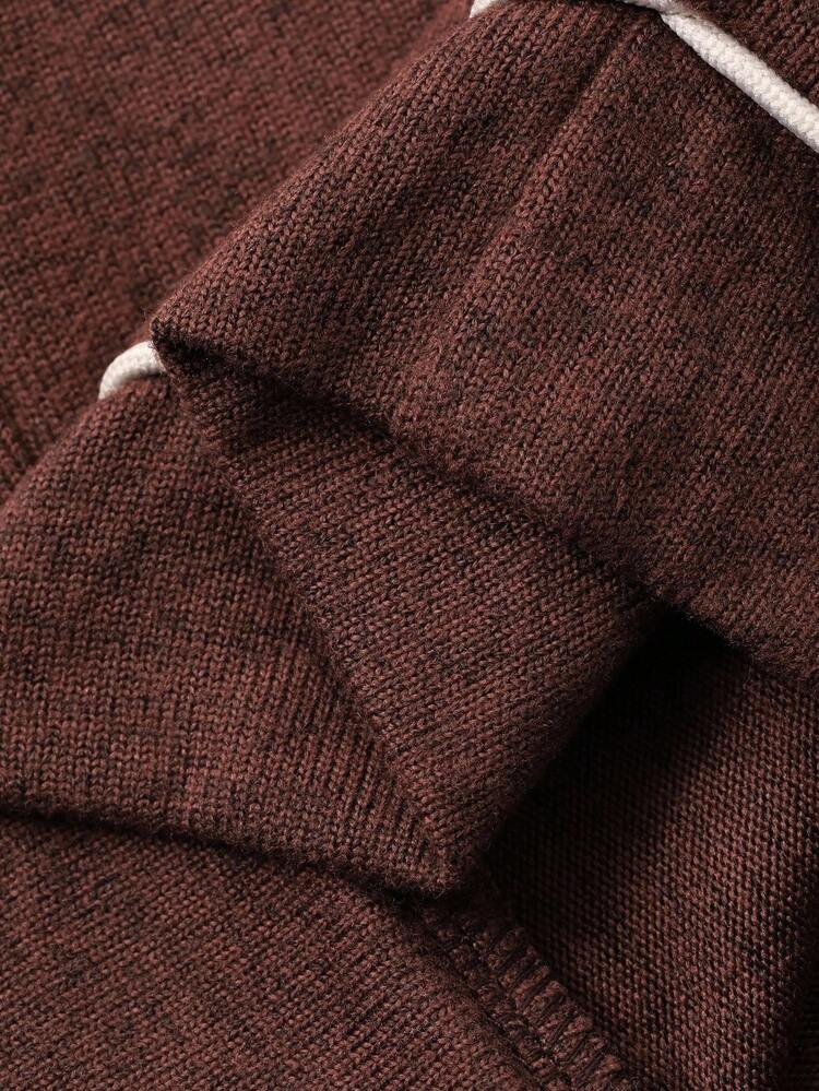 Men's Contrast Striped Print T-Shirt With Solid Color Elastic Waist Pants Loungewear Set Casual Home Outfit, Autumn, Fall Winter Clothes Pajama