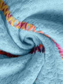 EMERY ROSE Loose Fit Striped Knit Sweater For Women, Autumn/Winter - Baby Blue - View 6