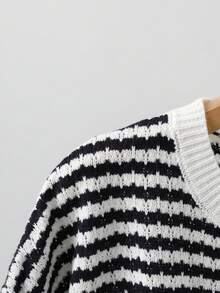 SHEIN LUNE 秋季大码休闲条纹圆领毛衣 - 彩色 - 查看 5