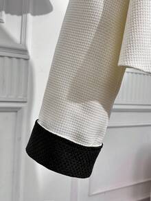 Franclia 女士优雅通勤撞色拼布常规夹克 - 杏色 - 查看 5