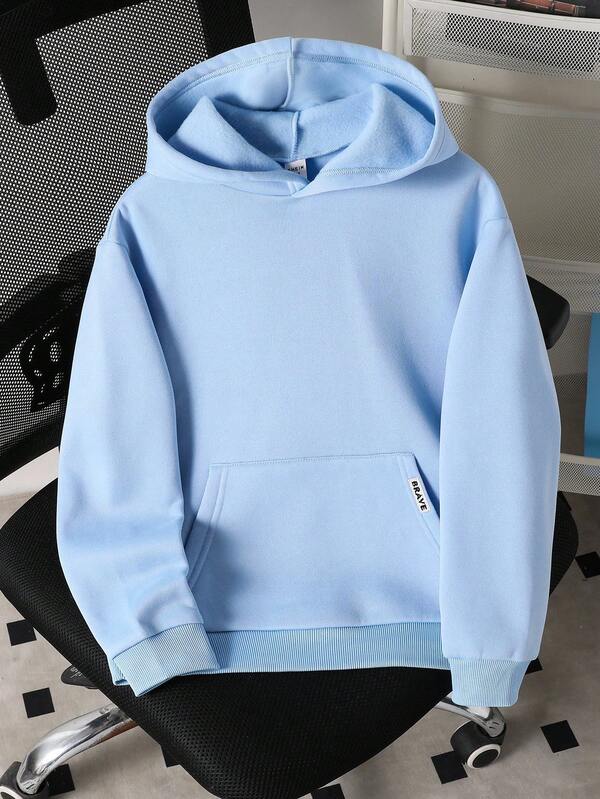 Mirajuku Tween Boys Casual Solid Color Loose Fit Sweatshirt