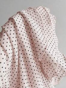 Elamini Fashionable Pleated Layered Decor Sweet Design Mini Skirt Charming Ruffled Polka Dot Vacation Style A-Line Skirt - Pink - View 5