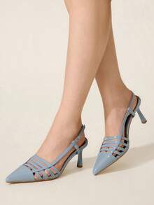 CUCCOO CHICEST Giày cao gót mũi nhọn quai mảnh cho nữ, thời trang thanh lịch, quyến rũ, lãng mạn, gợi cảm, màu vàng, thích hợp cho các buổi hẹn hò, tiệc tùng, dịp trang trọng, kỳ nghỉ, cocktail, hộp đêm - Màu xanh nhạt - Xem 3