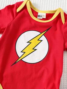 SUPERMAN X Cozy Pixies 3pcs Baby Boy Lightning Pattern Contrast Color Soft Knit Crew Neck Short Sleeve Bodysuit Set Baby Boy Superhero Clothes Baby Boy Bodysuit Set Baby Boy Superhero Bodysuit Baby Boy Character Bodysuit Superhero Baby Clothes Baby Boy Superhero Bodysuit Set Baby Boy Character Clothes Baby Flash Graphic - Multicolor - View 5