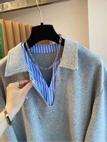 Resyla Women's Casual Striped Patchwork Sweatshirt