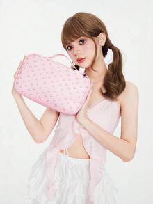 ROMWE Kawaii 卡通粉紅櫻桃設計大號耐用旅行收納袋，手提包，化妝包920022 - 彩色 - 查看 3