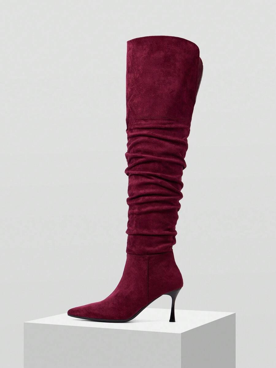 MOTF WOMEN'S FASHIONABLE POINTED TOE SLIM HIGH HEEL OVER-THE-KNEE BOOTS