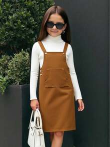 万圣节女孩秋季休闲纯色灯芯绒连衣裤